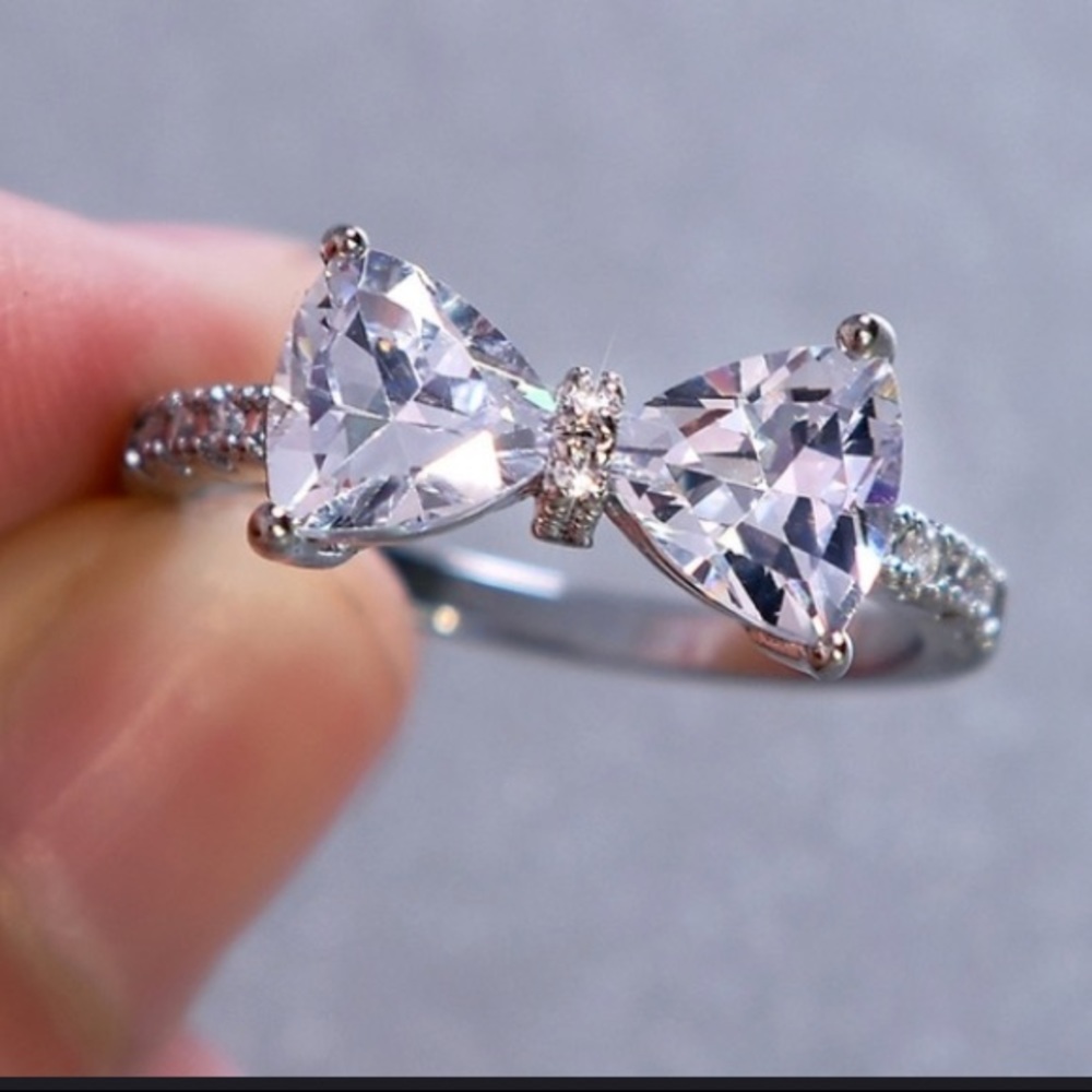 1 day SALE! 925 Sterling White Sapphire Bow Ring🌹